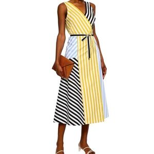 Anna October Paneled striped cotton-poplin midi dress